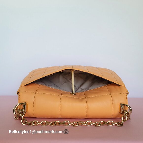 MICHAEL KORS Soho Quilted Smooth Leather Shoulder Bag- Cantaloupe color ⭐ - Picture 12 of 16